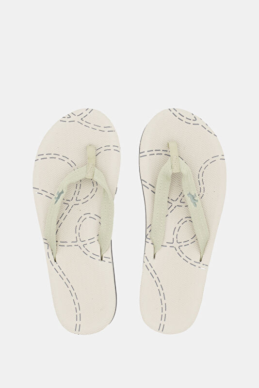 X Indosole Easy Living White Patterned Women's Slippers