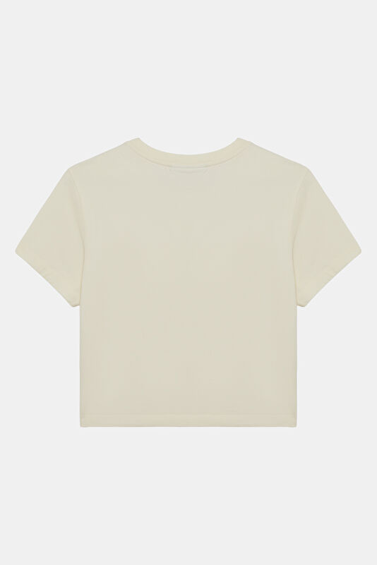 Ecru Crew Neck Women's T-Shirt 2