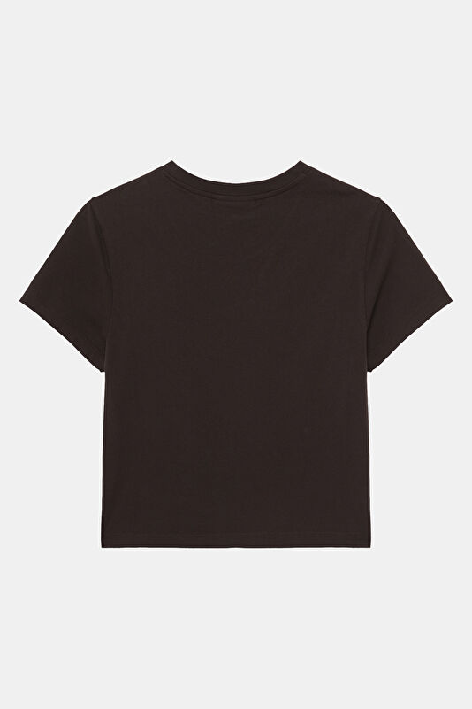 Kahve O Yaka Kadın T-Shirt 2