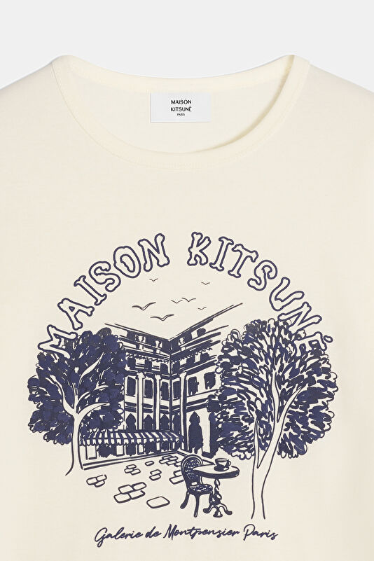 Ekru O Yaka Desenli Kadın T-Shirt 3