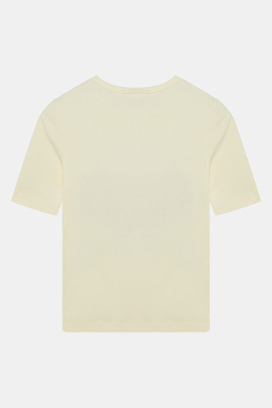 Ecru Crew Neck Patterned Women's T-Shirt 2