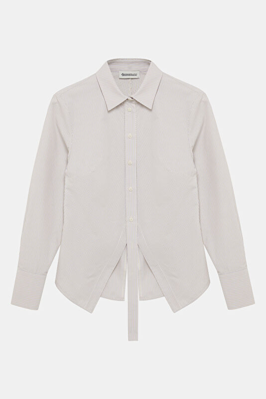 Beige Striped Women's Shirt 4