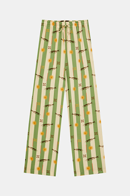 Yeşil Wide Leg Kadın Pantolon 4