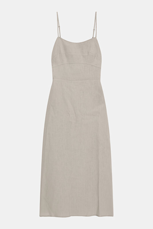 Stone Patterned Linen Women's Short Dress 3
