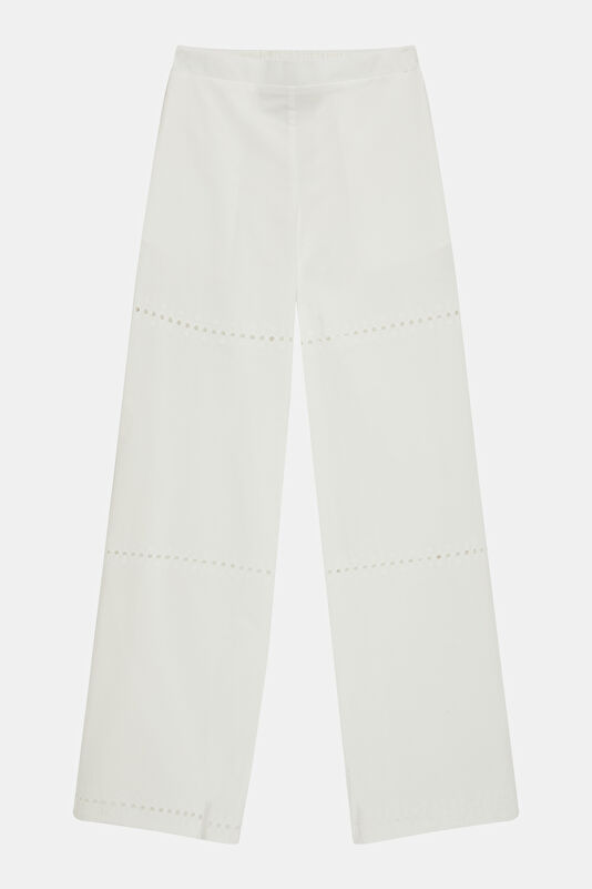 Ekru Wide Leg Kadın Pantolon