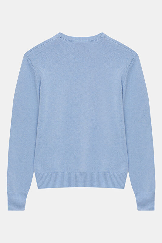 Light Blue Printed Cashmere Women's Sweater 2