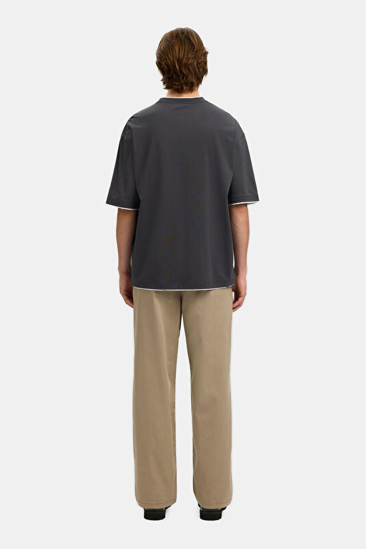 Relax Kalıp Antrasit Bisiklet Yaka Erkek T-Shirt 3