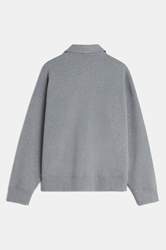 Gray Melange Relax Fit Polo Collar Men's Sweatshirt 2