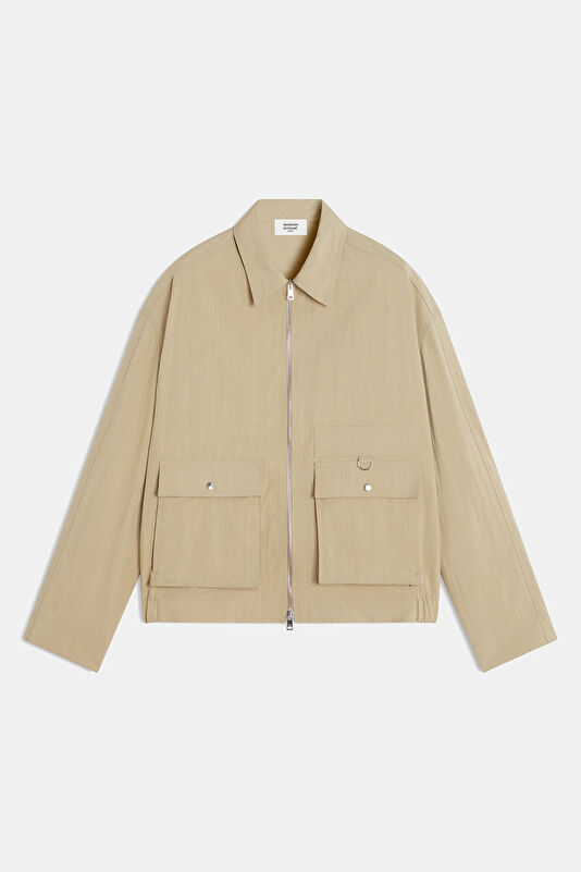 Beige Zippered Men's Jacket