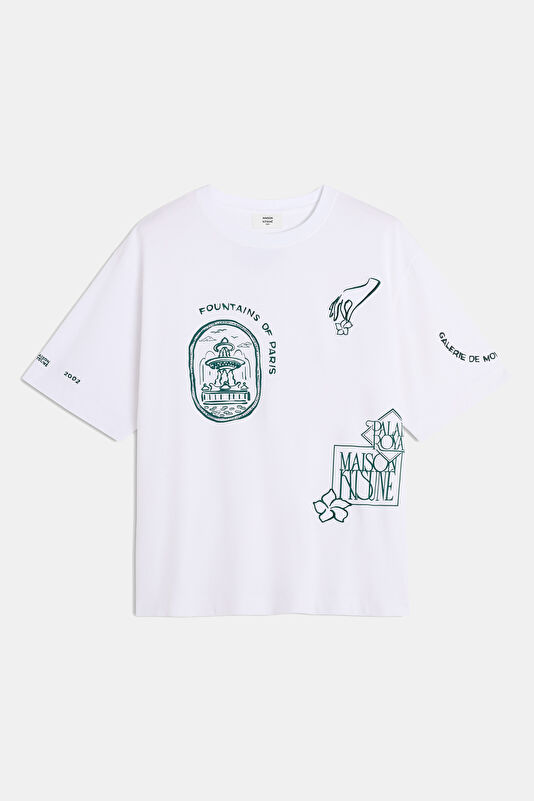 Relax Fit White Crew Neck Embroidered Men's T-Shirt
