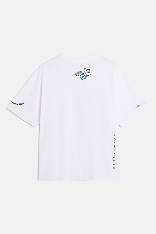 Relax Fit White Crew Neck Embroidered Men's T-Shirt 2