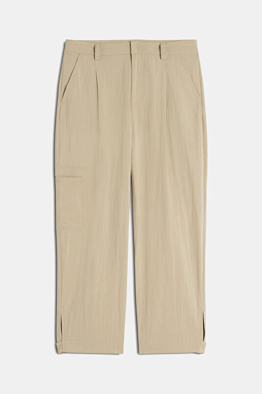 Relax Fit Beige Wide Leg Men's Trousers