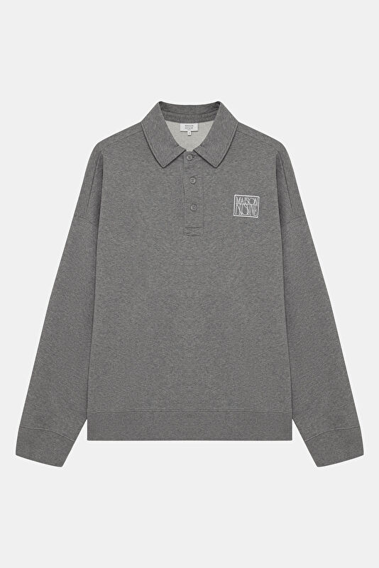 Gri Melanj Relax Kalıp Polo Yaka Erkek Sweatshirt