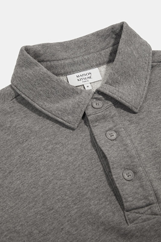 Gri Melanj Relax Kalıp Polo Yaka Erkek Sweatshirt 3