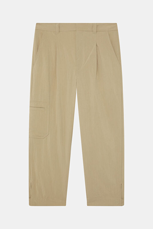 Relax Fit Beige Wide Leg Men's Trousers
