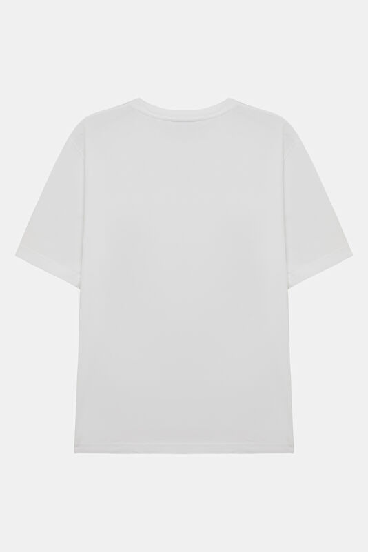 Relax Fit White Crew Neck Embroidered Men's T-Shirt 2