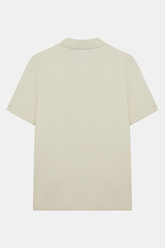 Relax Fit Cream Crew Neck Embroidered Men's T-Shirt 2
