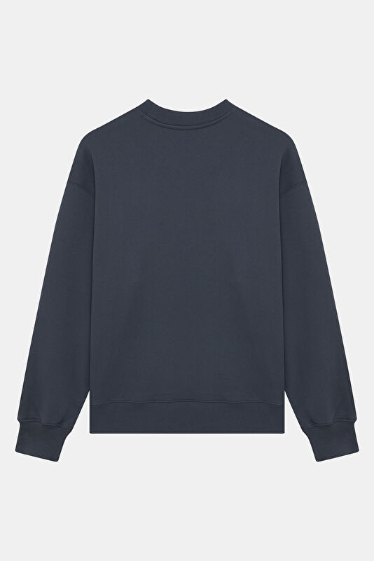 Lacivert Relax Kalıp Bisiklet Yaka Erkek Sweatshirt 2