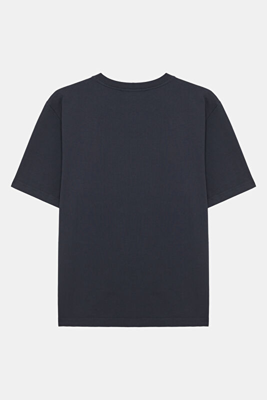 Relax Fit Navy Crew Neck Embroidered Men's T-Shirt 2