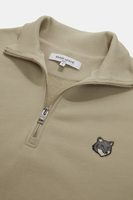 Bej Relax Kalıp Dik Yaka Erkek Sweatshirt 3