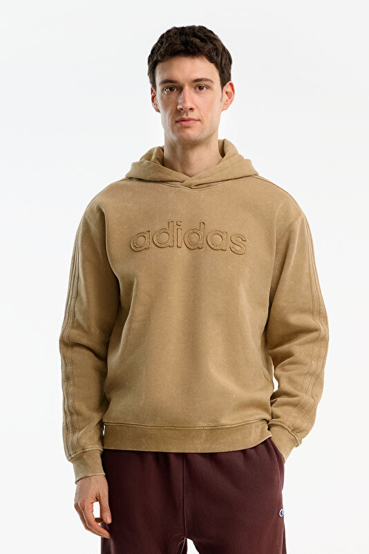 Kahve Relax Kalıp Kapuşonlu Erkek Sweatshirt
