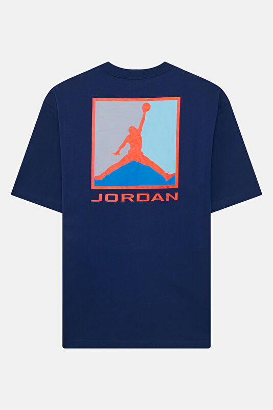 Relax Kalıp Lacivert Bisiklet Yaka Baskılı Erkek T-Shirt 2
