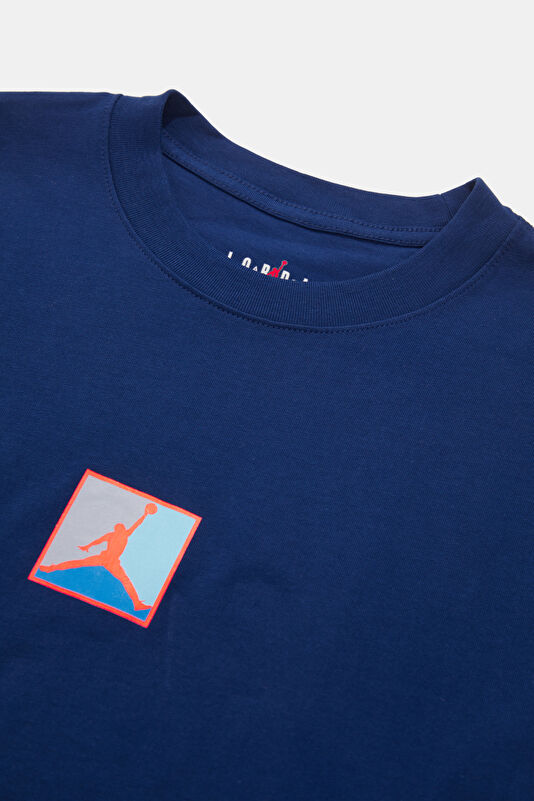Relax Kalıp Lacivert Bisiklet Yaka Baskılı Erkek T-Shirt 3