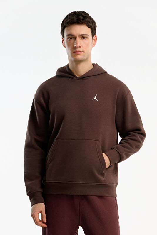 Kahve Relax Kalıp Kapuşonlu Erkek Sweatshirt