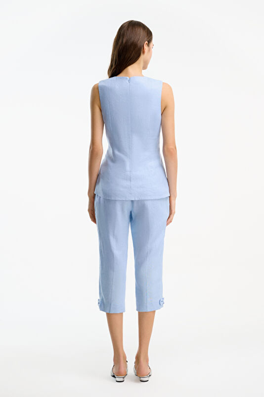 Light Blue Linen Women's Vest 2