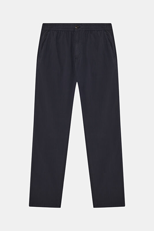 Relax Fit Navy Straight Leg Cotton Elastane Men's Trousers