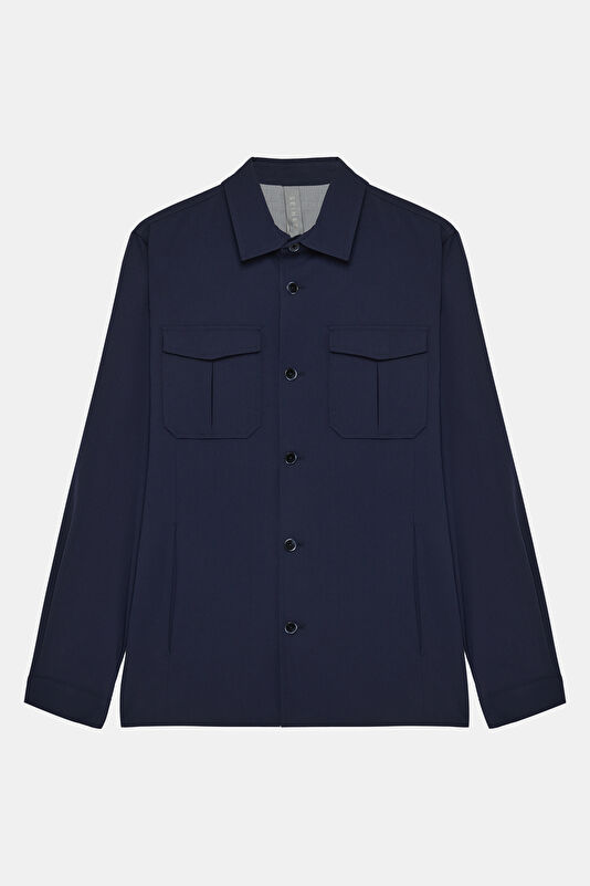 Navy Buttoned Men's Jacket