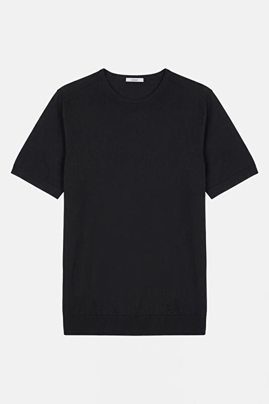 Relax Fit Black Crew Neck Cotton/Linen Men's T-Shirt
