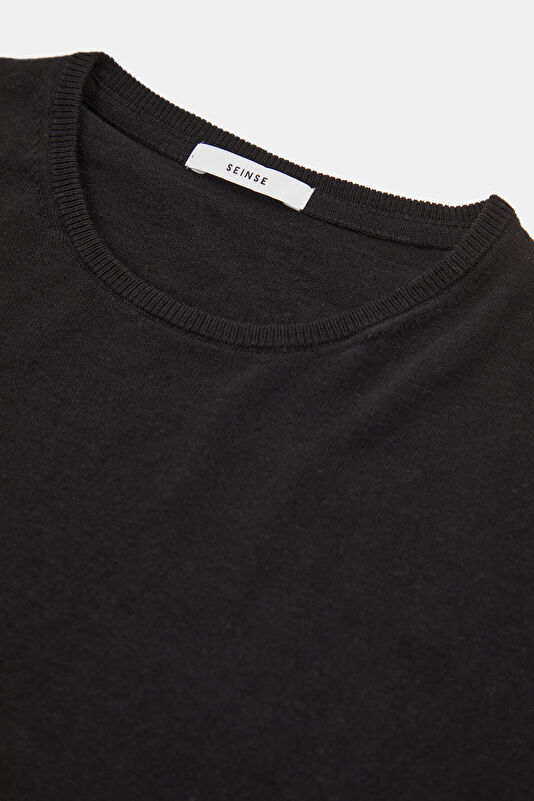 Relax Fit Black Crew Neck Cotton/Linen Men's T-Shirt 3