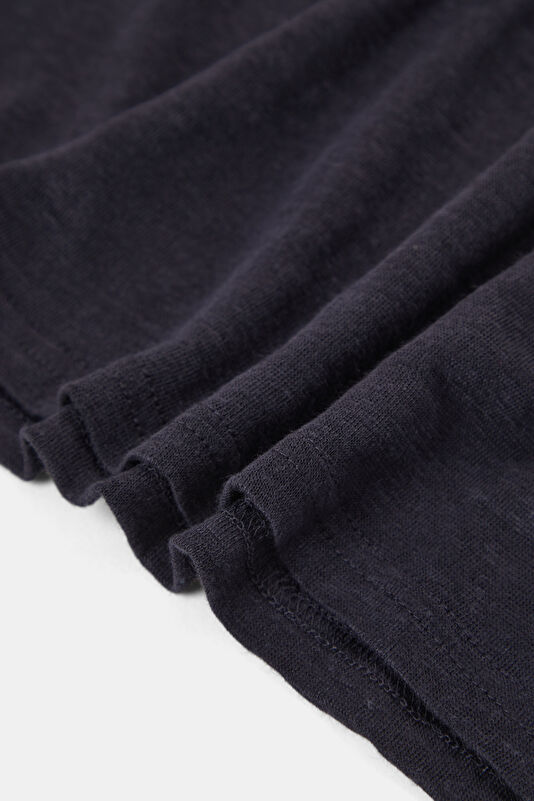 Relax Fit Navy Blue Crew Neck Linen Men's T-Shirt 4