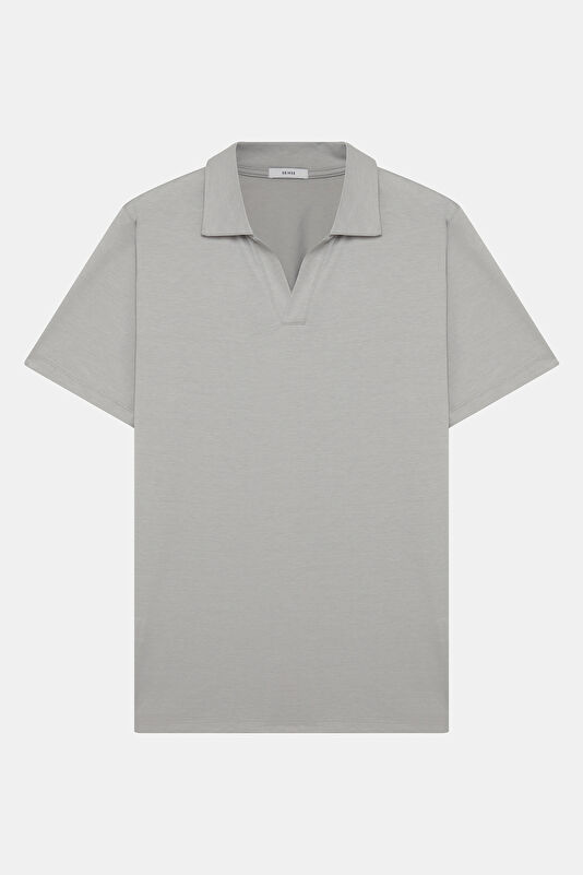 Relax Fit Grey Polo Collar Men's T-Shirt