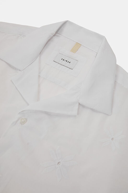 Relax Fit White Resort Neck Men's Shirt 3