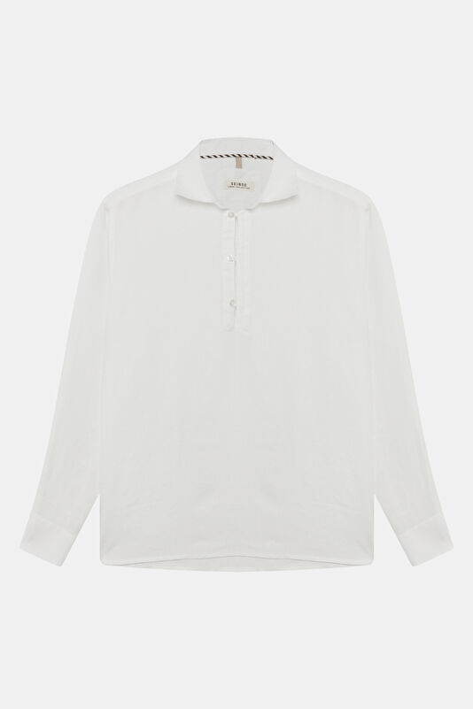 Relax Fit White Linen Men's Shirt