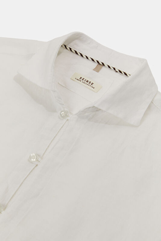 Relax Fit White Linen Men's Shirt 3