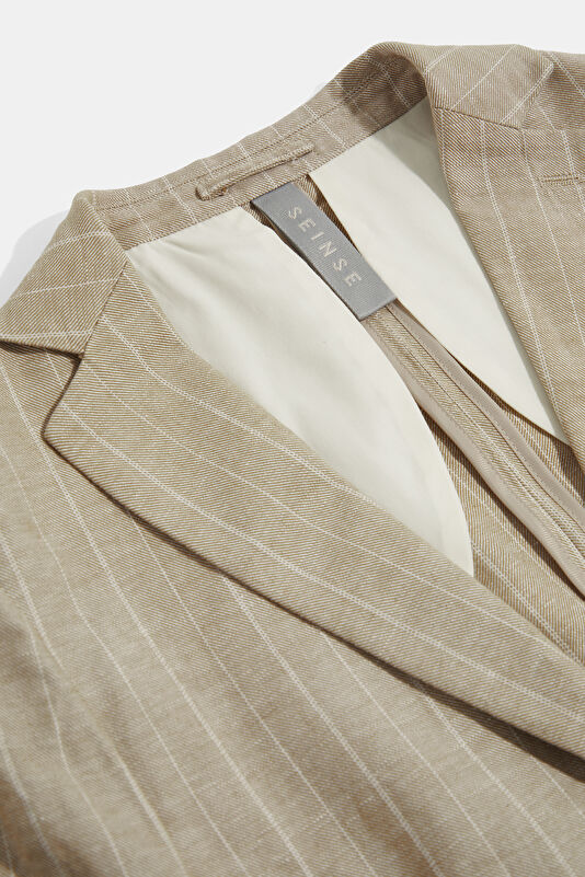 Beige Buttoned Linen Cotton Men's Jacket 3