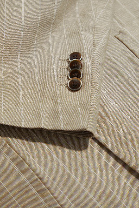 Beige Buttoned Linen Cotton Men's Jacket 4