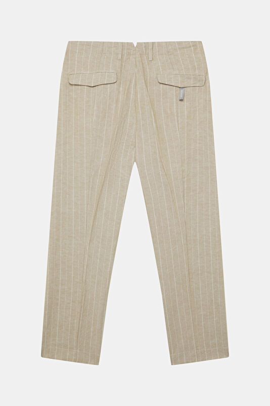 Relax Fit Beige Linen Cotton Men's Trousers 2