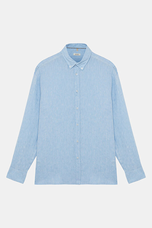 Relax Fit Light Blue Linen Men's Shirt
