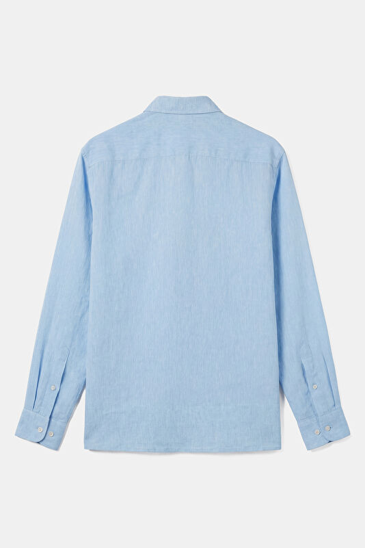Relax Fit Light Blue Linen Men's Shirt 2