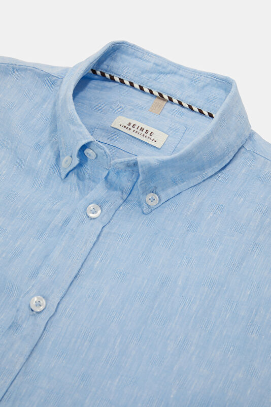 Relax Fit Light Blue Linen Men's Shirt 3