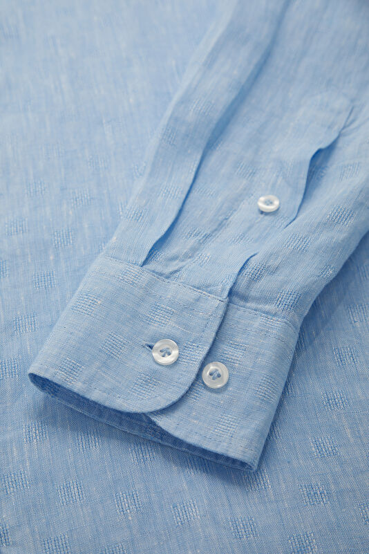 Relax Fit Light Blue Linen Men's Shirt 4