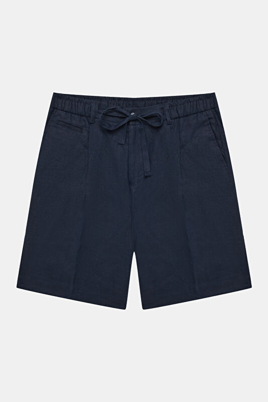 Navy Linen Men's Shorts