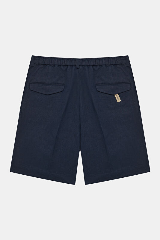 Navy Linen Men's Shorts 2