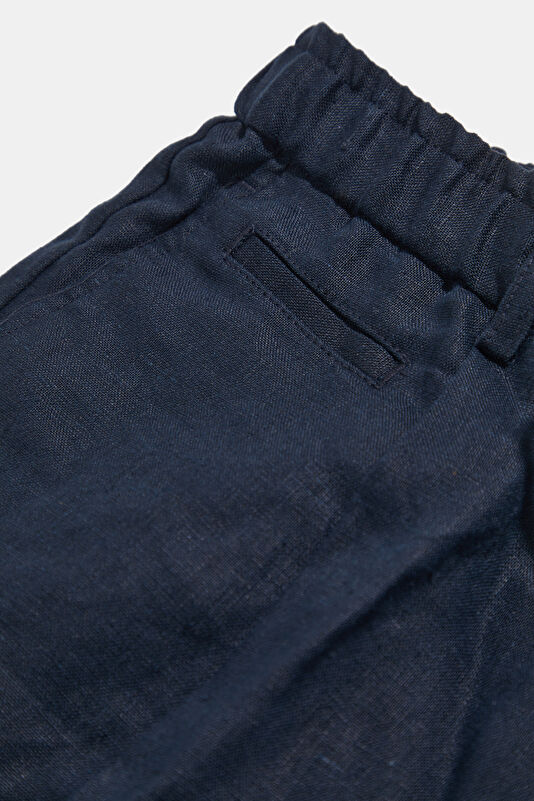 Navy Linen Men's Shorts 4