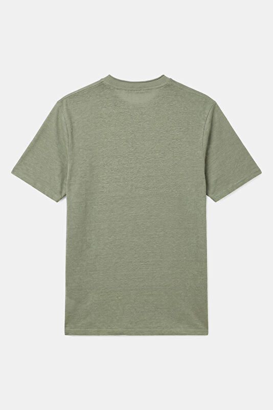 Relax Fit Light Green Crew Neck Linen Men's T-Shirt 2