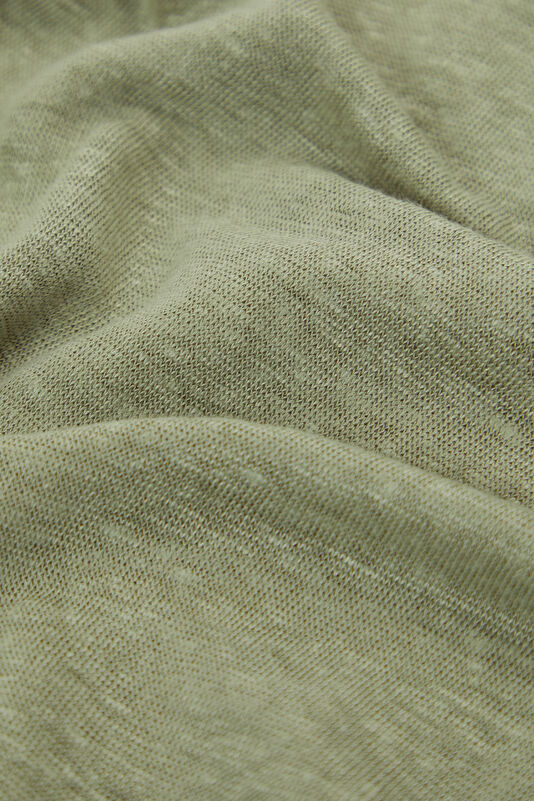 Relax Fit Light Green Crew Neck Linen Men's T-Shirt 4